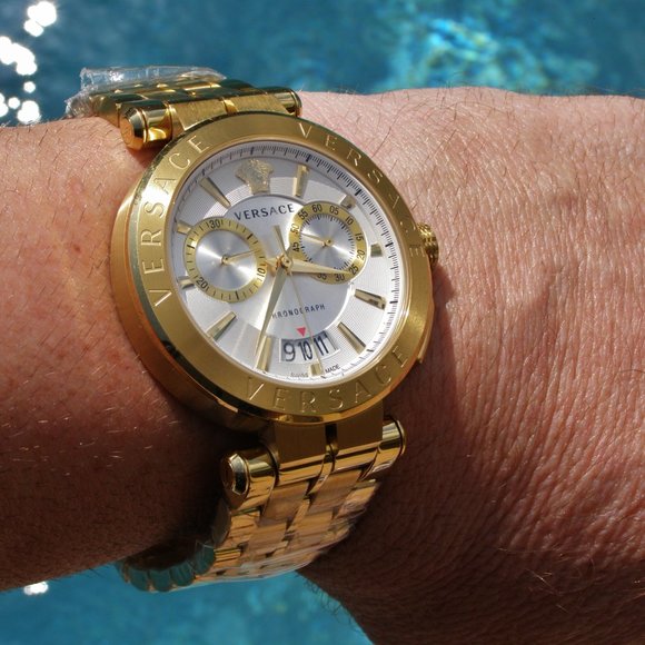 Versace VBR060017 Gold Tone Aion Chrono Men's Watc - Picture 5 of 6